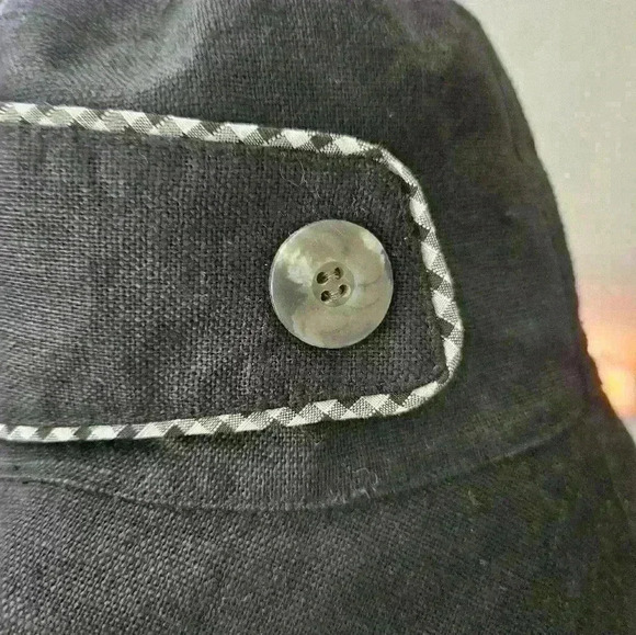 Summer tompkins Beautiful hat. Black w Black & white  plaid edge. Floppy bucket - Picture 2 of 7